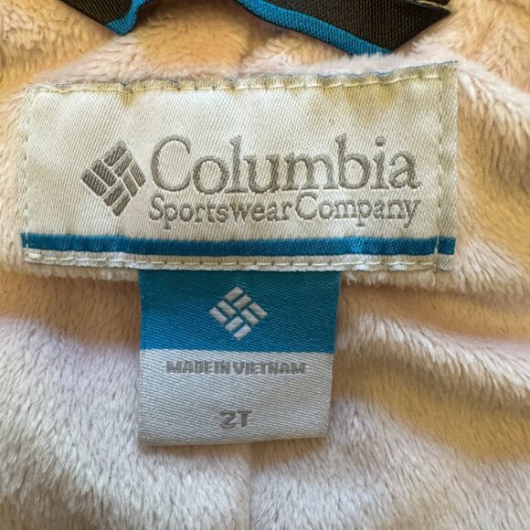 Columbia Toddler Girls Jacket 2T Fleece Lined Hooded Coat Navy Pink Excellent - Picture 4 of 4